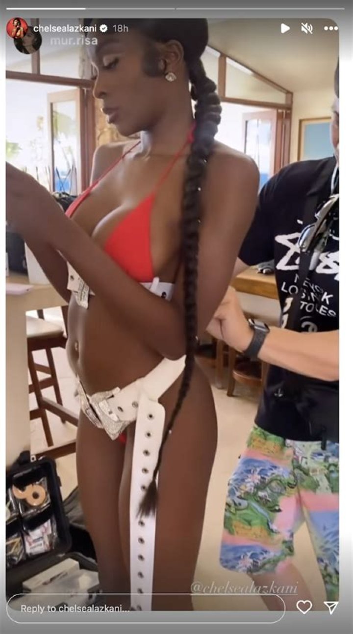 Chelsea Lazkani in Bathing Suit is Texting — Celebwell