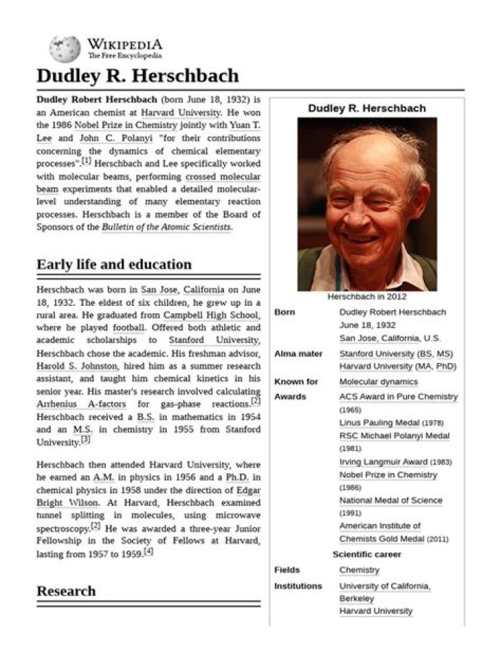 Dudley R. Herschbach Biography - Childhood, Life Achievements & Timeline