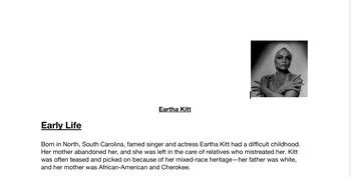Eartha Kitt Biography - Facts, Childhood, Family Life & Achievements