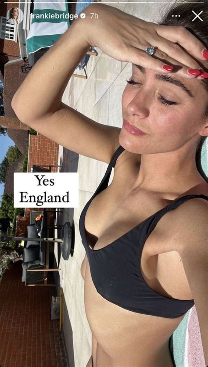 Frankie Bridge Shares Swimsuit Photo Saying "Hi England"