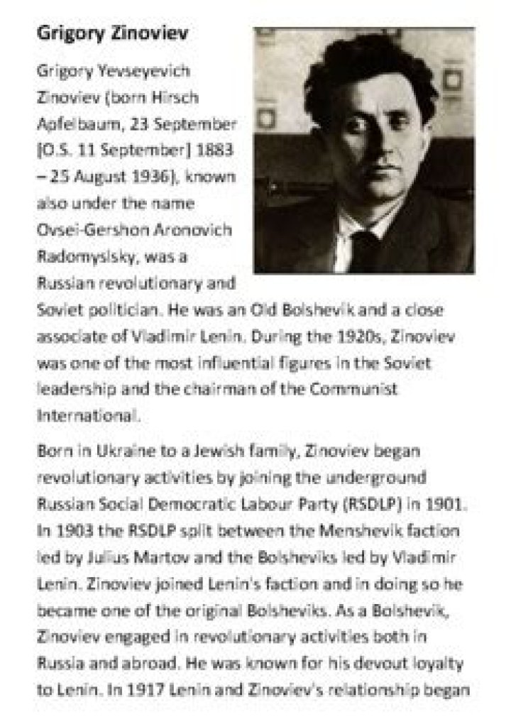 Grigory Zinoviev Biography - Facts, Childhood, Family Life & Achievements
