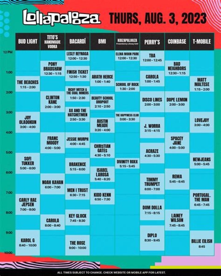 Lineup, date, time, venue, tickets, parking