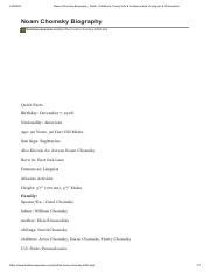 Noam Chomsky Biography - Facts, Childhood, Family Life & Achievements