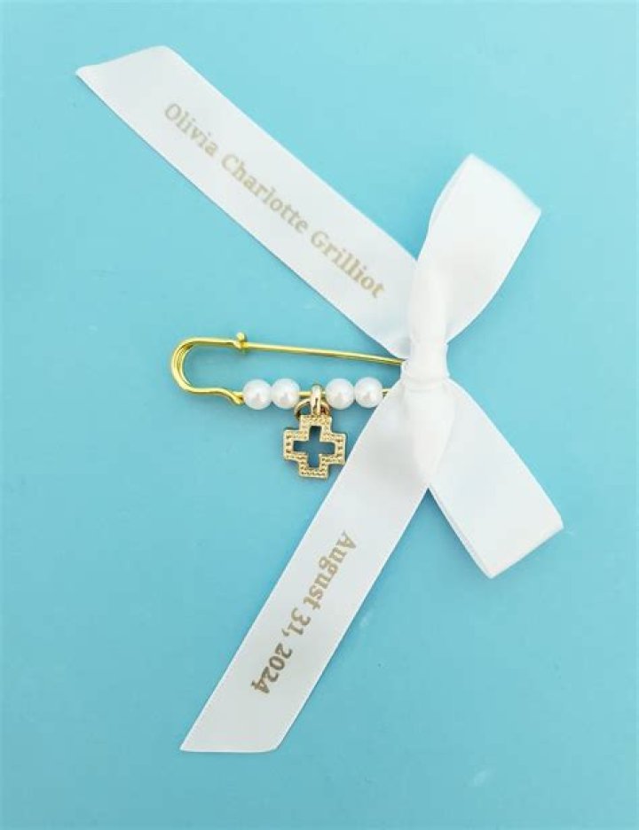 Personalized Greek Orthodox Baptism Martyrika Witness Pins — Blessed Celebration