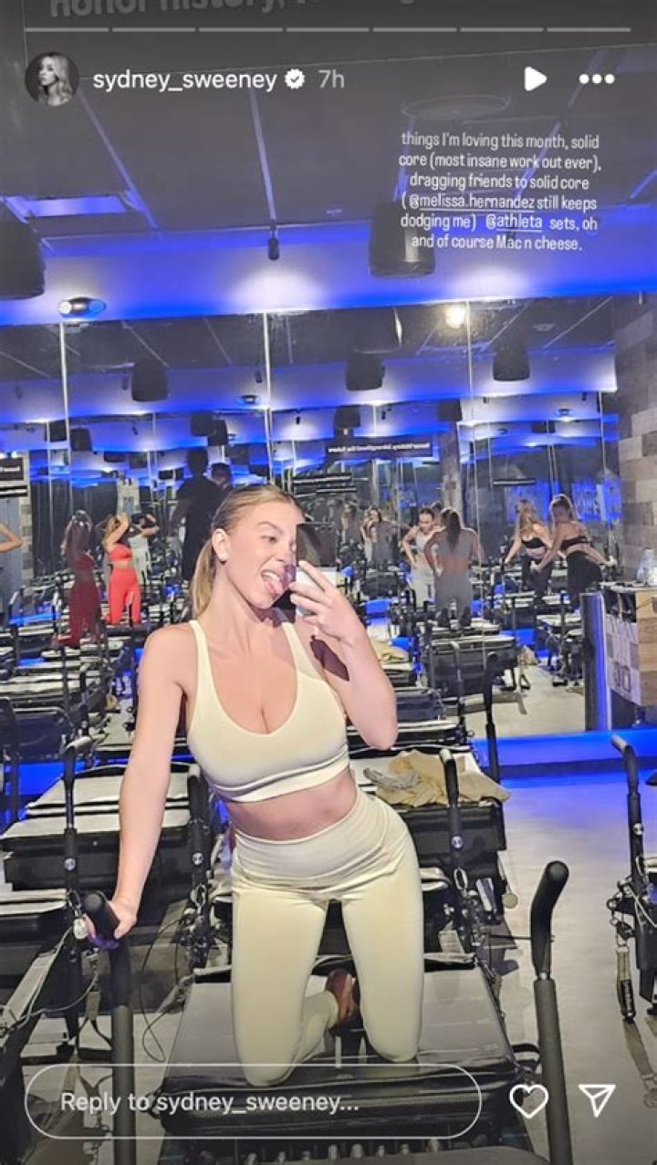 Sydney Sweeney in Two-Piece Workout Gear Shares Gym Selfie